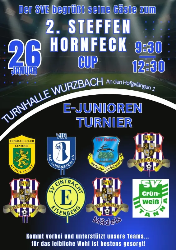 Teilnehmerfeld E- Junioren zum 2. Steffen Hornfeck Cup am 26.01.2025